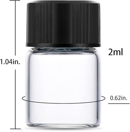 2ml Clear Small Glass Vials 100pcs with Screw Caps(100pcs)