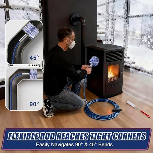 Pellet Stove Cleaning Brush Kit, 20FT Flexible Steel Rod - Image 6