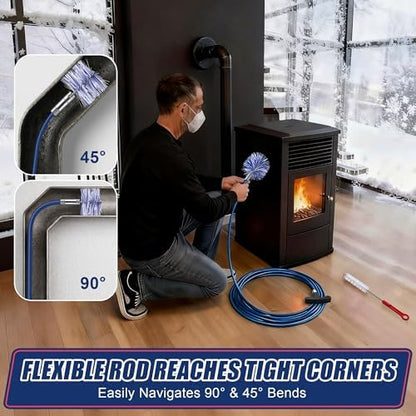 Pellet Stove Cleaning Brush Kit, 20FT Flexible Steel Rod - Image 6
