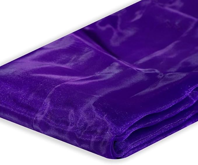 Fynite Cadburry Purple Organza Fabric by The Yard | 5 Yard Long | 44" Wide | Bridal Soft Sheer Organza Tulle for DIY Wedding Dress Fashion Craft Decorations