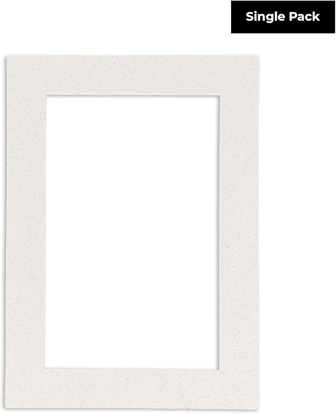 8x10 Mat Bevel Cut for 6x8 Photos - Acid Free Oyster Shell White Precut Matboard With Backing Board and Crystal Clear, Self Seal Photo Mat Bag - For Pictures, Photos, Framing - 4-ply Thickness