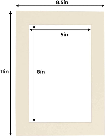 5.5x8.5 Mat for 8.5x11 Frame - Precut Mat Board Acid-Free Textured Cream 5.5x8.5 Photo Matte for a 8.5x11 Picture Frame, Matboard for Family Photos, Show Kits, Art, Picture Framing, Pack of 1 Mat