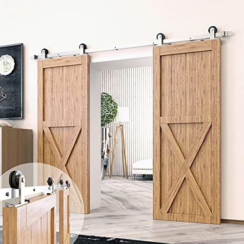 Homacer Brushed Nickel Non-Bypass Sliding Barn Door Hardware Kit, by HOMACER