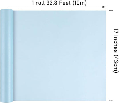 NESCCI Sky Blue Matte Wrapping Paper,Solid Color Pearly-Lustre Paper,Gift Wrapping Paper,Perfect for Wedding,Valentine's Day,Birthday, Christmas,Baby Shower,DIY Bouquet (17 Inches X 32.8 Feet)
