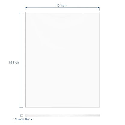 Pack of 10 Clear Acrylic Sheets 12" x 16" Cast Plexiglass Panel 1/8" Thick (3mm) Transparent Plastic Board for Signage, Craft, Display Projects, Laser Cutting, Engraving
