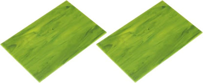 MECCANIXITY 2 Pcs Stained Glass Sheet Mosaic Tile 7.9 Inch x 5.9 Inch Green Stained Glass Sheets for Crafts DIY Art Project