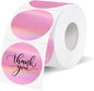 Holographic Thermal Labels Stickers 1.5 inch, Glitter Round Direct Thermal Stickers Label, Perforation Line Design- 350 Sheets/Pink