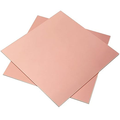 2 Pieces 99.9% Pure Copper Sheet, 6" x 6", 24 Gauge(0.5mm) Thickness, Film Attached Copper Plate, Great for Jewelry, Crafts, modelers