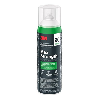 3M Max Strength 90 Contact Adhesive Spray, 12.6 oz (Pack of 2) – Low VOC Heavy Duty Glue with Adjustable Nozzle, Heat & Water Resistant Bond for Metal, Wood, Plastic, Laminate, Concrete