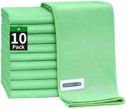 Microfiber Cleaning Cloth, 10 Pack Glasses Cleaning Cloth, Streak Free Lint by HOMERHYME