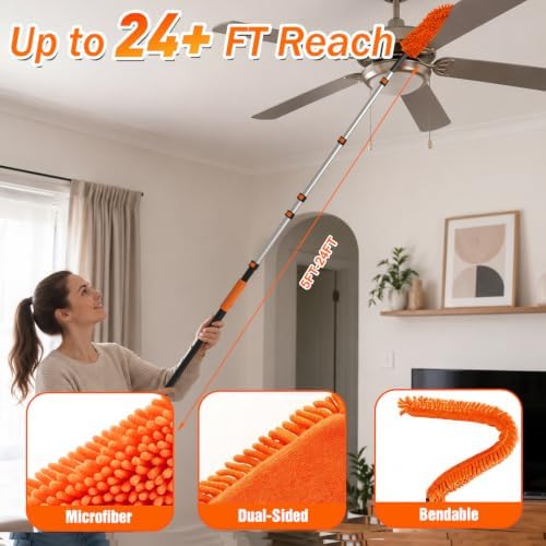 SISUPASSIE 30FT Reach High Ceiling Duster Kit, Window Cleaning kit - Image 6