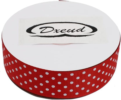 Polka Dot Grosgrain Ribbon 25 Yard Each Roll 100% Polyester (1", Red)