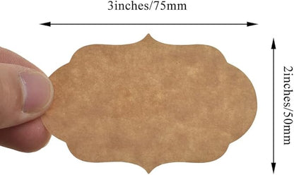 HAHIYO 3*2Inches 150Pcs Natural Brown Kraft Sticker Rectangles of 3 different shapes Label Sticker Roll Blank label Sticker to Write On Permanent Adhesive Dot Sticker for Jar Canning Label Price Tag