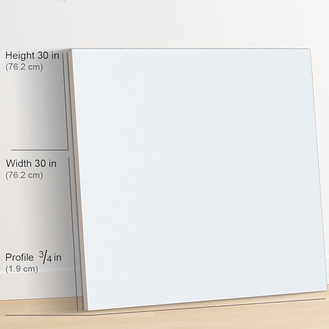 PHOENIX 30x30 Inch 2 Pack Artist Canvas - Extra Large Square Stretched Canvases for Painting - 3/4 Inch Profile, 100% Cotton 11 Oz. Gesso Primed White Blank Professional Canvas Oil & Acrylic Paints