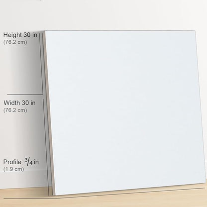 PHOENIX 30x30 Inch 2 Pack Artist Canvas - Extra Large Square Stretched Canvases for Painting - 3/4 Inch Profile, 100% Cotton 11 Oz. Gesso Primed White Blank Professional Canvas Oil & Acrylic Paints