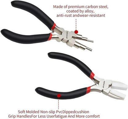 WISEUP Jewelry Pliers Set - 6 in 1 Bail Making Plier, Making Nylon Plier for Jewelry DIY Craft，Repair & Wire Wrapping，jewelry making tools