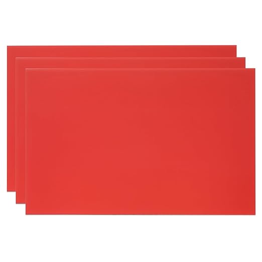 PATIKIL 8x12 Inch Anodized Aluminum Sheet Metal, 3Pcs Laser Plates Engraving Blanks 0.5MM Thin Rectangle for Crafting DIY House Laser Engraving, Red
