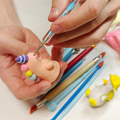 Polymer Clay Tools, Modeling Dotting Tools, Silicone Clay Sculpting Tool, Air Dry Clay Kit for Painting Embossing Scoring Modeling, Nail Art