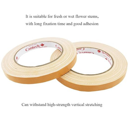 HAHIYO Light Brown 0.5Inch Wide Floral Tape, Waterproof Florist Tape Flower Wrap Adhesive Waterproof Decorative Tape for Bouquet Stem Wrapping Flower Arranging Floral Craft, 2Rolls 200Feet/66Yard