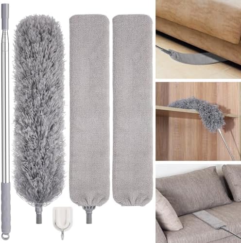 Feather Duster Set, 30-100 inch Microfiber Retractable Gap Duster - Image 2