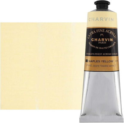 Charvin Extra Fine Professional Artist Acrylic Paint Colors, Nature Themed Hues, 150ml Naples Yellow