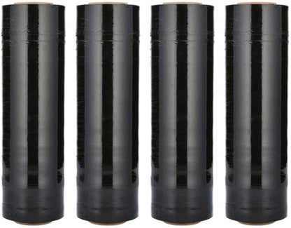 PSBM Black Stretch Wrap, 15 Inch x 1476 Feet, 4 Pack, Tinted Pre-Stretched Shrink Wrap Film for Moving, Packaging, Pallet Wrapping