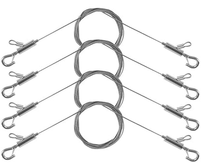 4PCS Adjustable Picture Hanging Wire 0.5m x 1.5mm Large Hooks, Picture Frame Wire Kit Heavy Duty 100lbs, Stainless Steel for Art, Mirror, Light Lamp, Billboards, Basket Flowerpot
