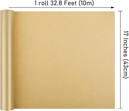 NESCCI Gold Matte Wrapping Paper,Solid Color Pearly-Lustre Paper,Gift Wrapping Paper,Perfect for Wedding,Valentine's Day,Birthday, Christmas,Baby Shower,DIY Bouquet (17 Inches X 32.8 Feet)