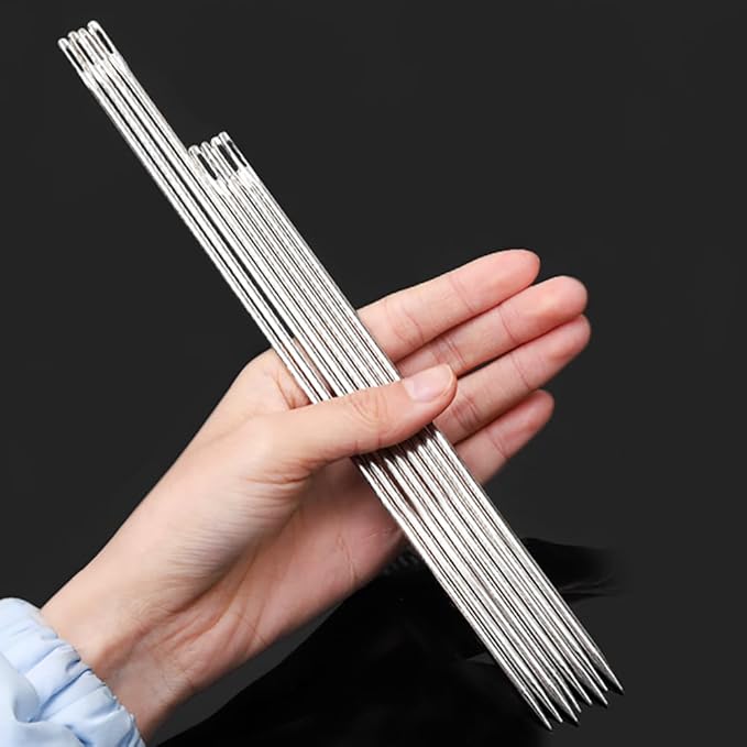 8" Professional Upholstery Needle 20cm Length 3mm Thickness, Big Eye Hand Sewing Needles for Stitching and Crafting Projects