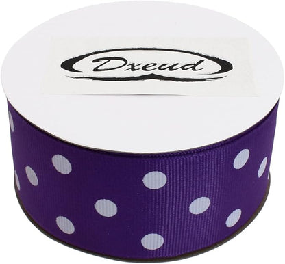 Polka Dot Grosgrain Ribbon 25 Yard Each Roll 100% Polyester (1/1-2", Purple)