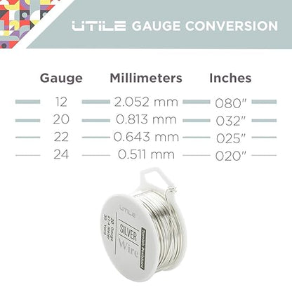 UTILE 18 20 22 24 Gauge 90 ft 99.9% Pure Soft Copper Wire for Electroculture Gardening, Jewelry Making, Crafting Wire Bendable, Plant Wire (Silver 22)