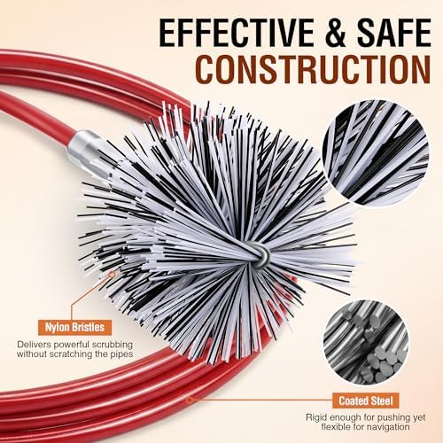 4 Inch Pellet Stove Pipe Cleaning Brush Kit, 10 FT Flexible Steel Rod - Image 5