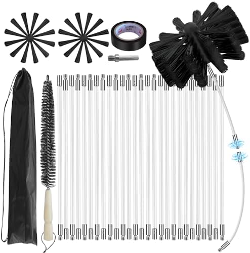 35Feet Chimney Sweep Kit, 8 in Brush Head, Dryer Vent Cleaner Kit, Chimney by MosxoedEnjoyLife