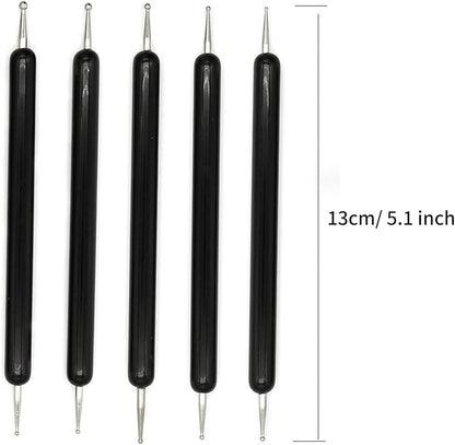 4 Set Embossing Stylus Double End Tracing Dotting Tool, 20 Pcs Ball Embossing Stylus Double End Tracing Dotting Tool for Pottery Clay Craft, Embossing Art (Black)