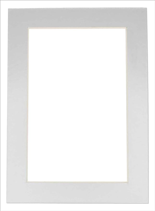 Pack of 25 Acid Free 8.5x11 Mats Bevel Cut for 7x9 Photos - Metallic Silver Precut Matboards With Backing Boards and Clear Photo Mat Bags For Pictures, Photos, Framing - 4-ply Thickness