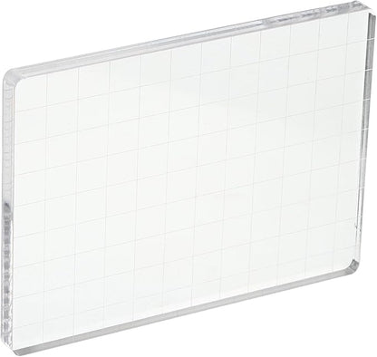 PATIKIL 5" x 3.5" Acrylic Stamp Block, Clear Stamping Block with Grid Lines Decorative Mounting Blocks Square for Scrapbooking DIY Crafts Card Making