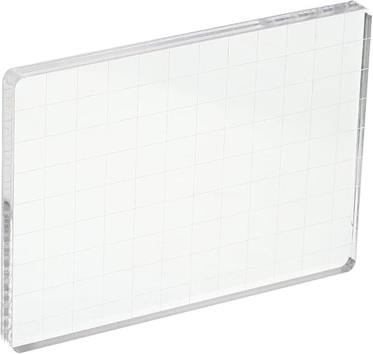 PATIKIL 5" x 3.5" Acrylic Stamp Block, Clear Stamping Block with Grid Lines Decorative Mounting Blocks Square for Scrapbooking DIY Crafts Card Making