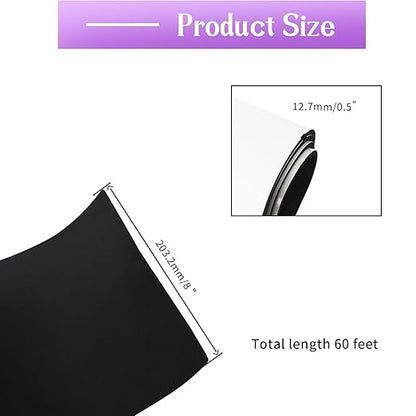 Closed Cell Neoprene Foam Rubber Sheet with Adhesive - 60 x 8 x 1/2 Inch Multi-Function Insulation, Soundproofing, and Weatherproof Foam Padding Easy Cut DIY,Black