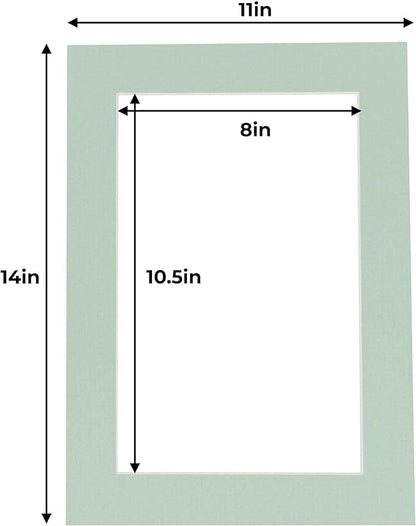 11x14 Mat for 8.5x11 Photo - Precut Honeydew Green Picture Matboard for Frames Measuring 11 x 14 Inches - Bevel Cut Matte to Display Art Measuring 8.5 x 11 Inches - Acid Free Pack of TEN MATS