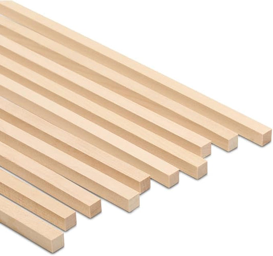 DIY Wooden Square Dowel Rod 3/8-inch x 36 Pack of 10 Hobby Wood Sticks for Crafts, Wood Trim & Architecture Model Making, by Woodpeckers