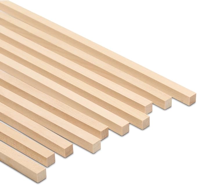 DIY Wooden Square Dowel Rod 3/8-inch x 48 Pack of 25 Hobby Wood Sticks for Crafts, Wood Trim & Architecture Model Making, by Woodpeckers