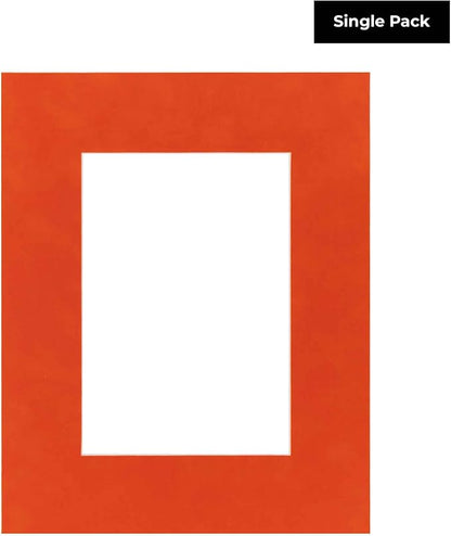 Poster Palooza 8x10 Mat Bevel Cut for 6x8 Photos - Acid Free Orange Suede Precut Matboard - For Pictures, Photos, Framing - 4-ply Thickness