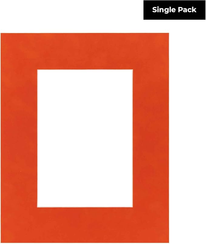 11x14 Mat Bevel Cut for 8.5x11 Photos - Acid Free Orange Suede Precut Matboard With Backing Board and Crystal Clear, Self Seal Mat Bag - For Pictures, Framing - 4-ply Thickness