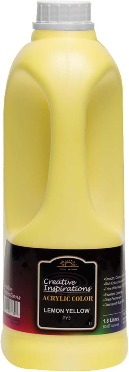 Creative Inspirations Acrylic Paint - Lemon Yellow - 1.8 Liter - Smooth & Creamy Consistency, Vibrant Pigmentation, Great Coverage for Artists - Clean Up with Soap & Water