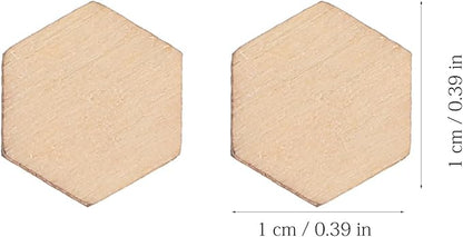 HEALLILY Wood Pieces, 200PCS Hexagon Wood Shape Beech Hexagonal Cutout Shapes Mosaic Tile Ornaments Embellishment DIY Crafts Decorations for Wedding Birthday Christmas (10mm)