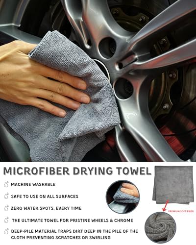 oesee 7PCS Pro-Grade Wheel Cleaning Kit: Long Handle Soft Wheel Brushes - Image 5