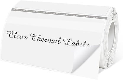 2" x 4" Transparent Thermal Label Stickers,Waterproof Thermal Printer Sticker Labels for Gift Wrapping, Self-Adhesive Name Price Tag DIY Custom Logo Design (250 pcs,Clear)