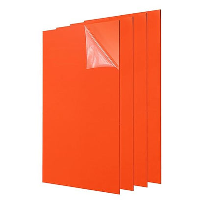 uxcell 4Pcs Acrylic Sheets 12x6 Inch Acrylic Panel 1/8 Inch-3mm Plastic Board for Picture Frames Sign Holders DIY Display Projects Craft, Orange