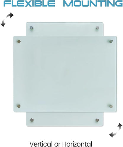Magnetic Whiteboard Glass Writeboard 40"x60" Tempered Glass Dry Erase Board Wall Mounted Frameless Glass Whiteboard Writing GlassBoard for Office School Home (White)