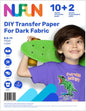 NuFun Activities Printable Iron-on Heat Transfer Paper for T Shirts, Dark Fabrics, 10 Sheets 8.5 x 11 inch, Long Lasting, Durable, Professional Quality, Easy DIY, Non-Toxic, Made in The USA